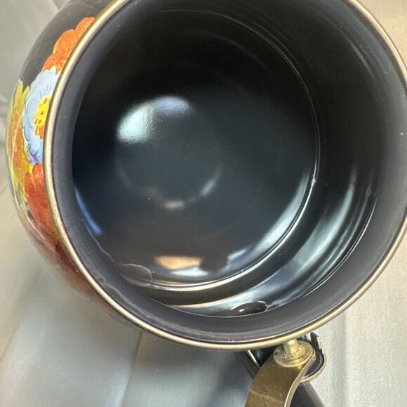 McKenzie-Child’s 2 Qt teapot Kettle Black Flowers Excellent Condition - Picture 5 of 7